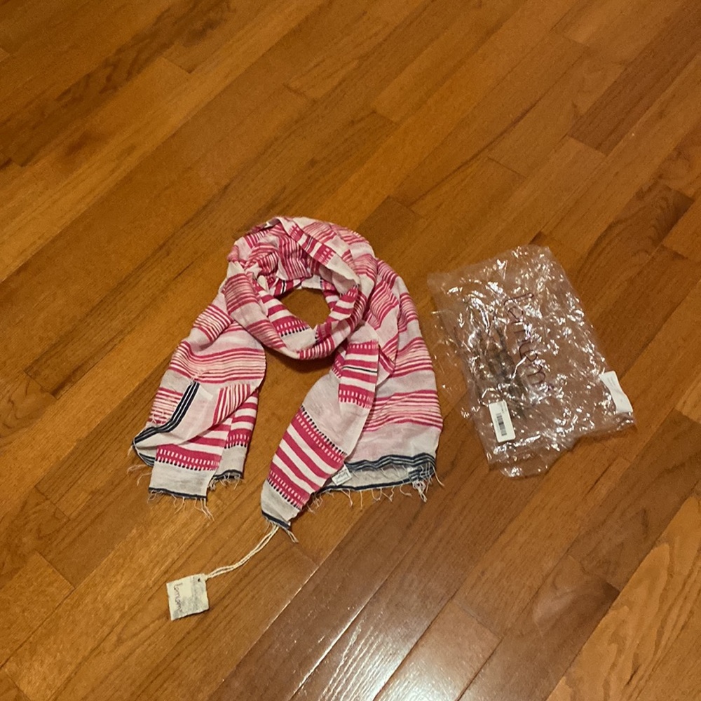 Lemlem White & Hot Pink Striped Scarf/Wrap